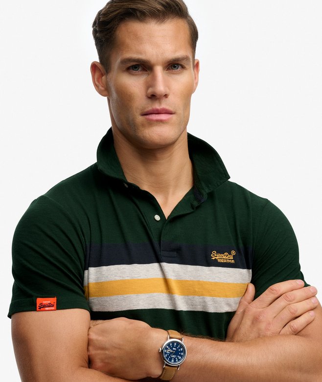 Lightweight Stripe Jersey Polo Top