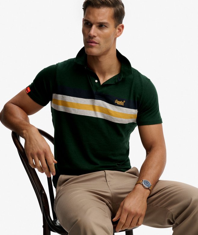 Lightweight Stripe Jersey Polo Top