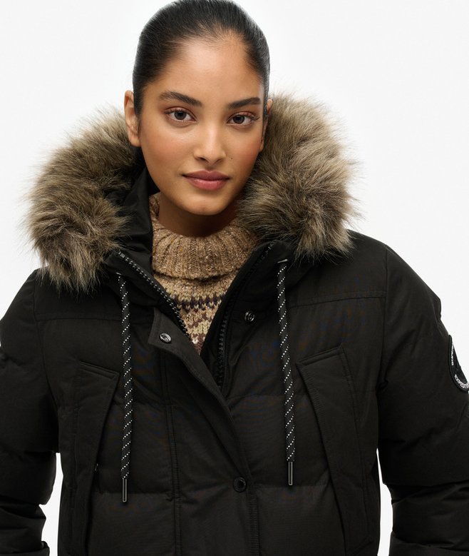 Everest Microfibre Mid Faux Fur Puffer Jacket