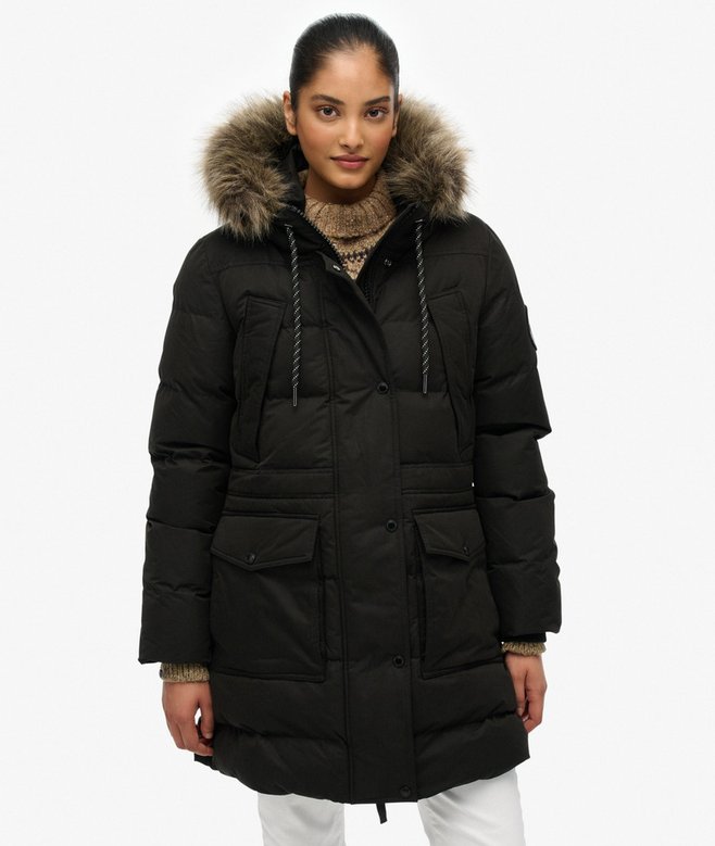 Everest Microfibre Mid Faux Fur Puffer Jacket