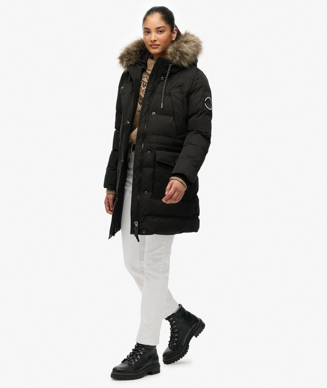 Everest Microfibre Mid Faux Fur Puffer Jacket