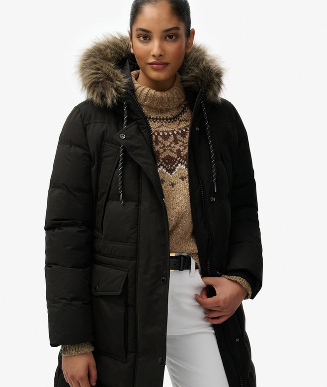 Everest Microfibre Mid Faux Fur Puffer Jacket