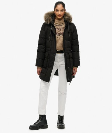 Everest Microfibre Mid Faux Fur Puffer Jacket Image 5