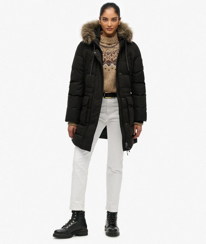 Everest Microfibre Mid Faux Fur Puffer Jacket