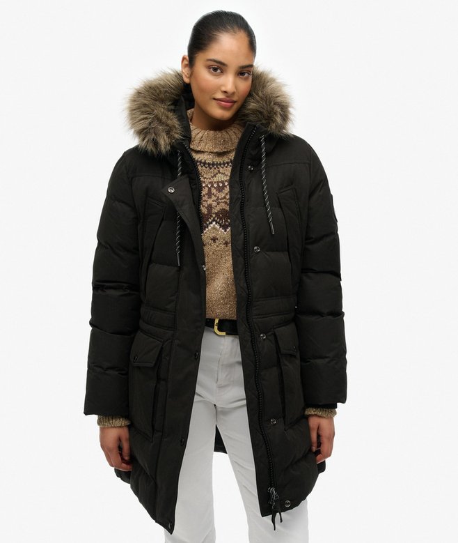 Everest Microfibre Mid Faux Fur Puffer Jacket
