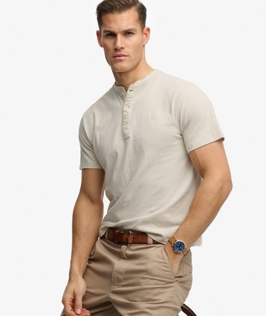 T-shirt Grandad Manches Courtes en Coton et Lin Image 2