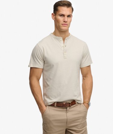 T-shirt Grandad Manches Courtes en Coton et Lin Image 1