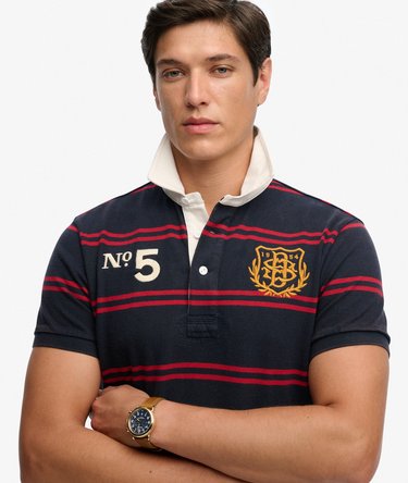 Double Emblem Jersey Short Sleeve Rugby Polo Top Image 4