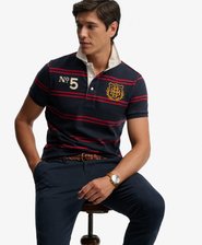 Double Emblem Jersey Short Sleeve Rugby Polo Top
