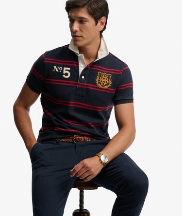 Double Emblem Jersey Short Sleeve Rugby Polo Top Image 2
