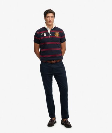 Double Emblem Jersey Short Sleeve Rugby Polo Top Image 3