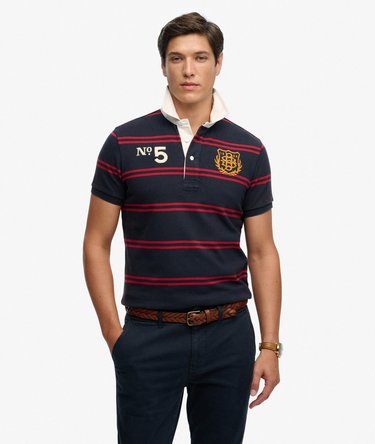 Double Emblem Jersey Short Sleeve Rugby Polo Top Image 1
