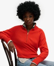 Pull &agrave; demi-zip en maille de coton classique