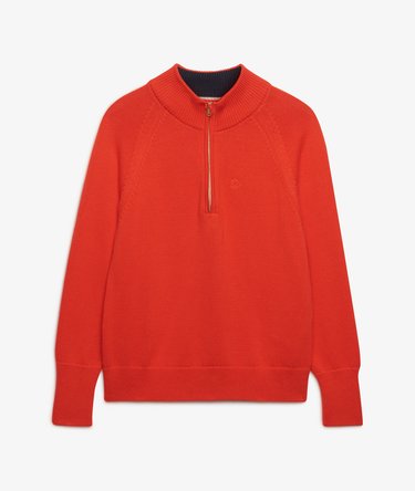 Pull &agrave; demi-zip en maille de coton classique Image 7