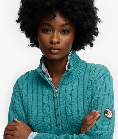 Slouchy Cable Half Zip Jumper Image 4