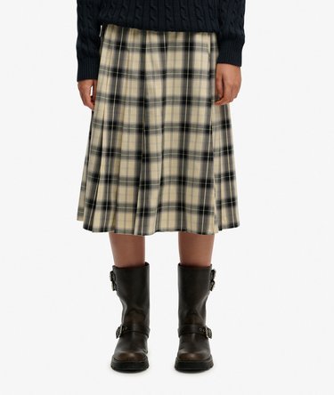 Check Pleated Midi Skirt Image 6