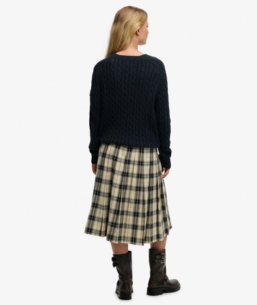 Check Pleated Midi Skirt Image 4