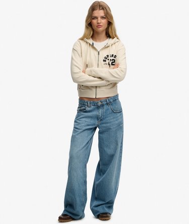 Athletic Relaxed Crop Zip Hoodie Image 3