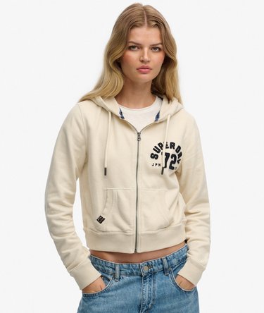 Athletic Relaxed Crop Zip Hoodie Image 1