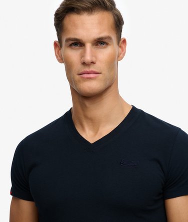 Organic Cotton Embroidered Logo V Neck T-Shirt Image 4