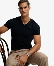 Organic Cotton Embroidered Logo V Neck T-Shirt