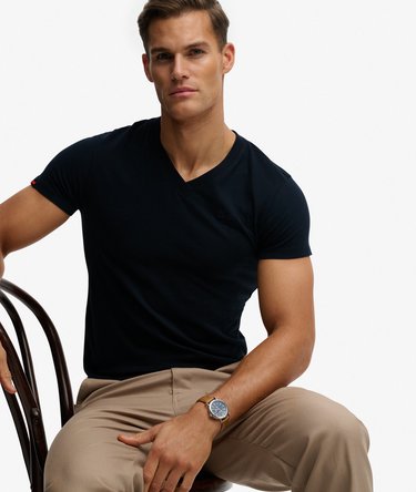 Organic Cotton Embroidered Logo V Neck T-Shirt Image 2