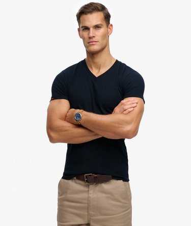 Organic Cotton Embroidered Logo V Neck T-Shirt Image 1