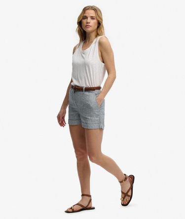 Mittelhoch geschnittene Leinenshorts Image 5