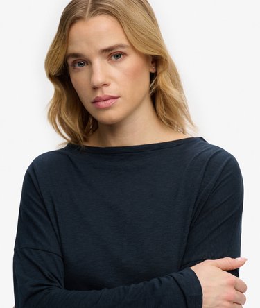 Studios Boat Neck Slub Long Sleeve Top Image 4