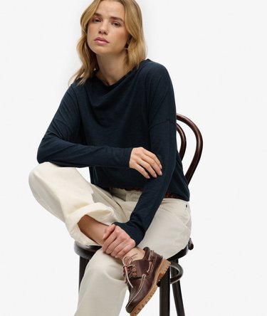 Studios Boat Neck Slub Long Sleeve Top Image 2