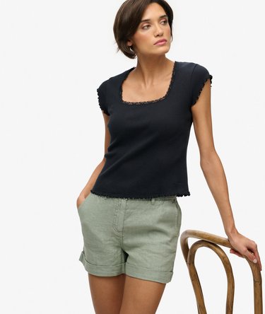 Short en lin taille mi-haute Image 2