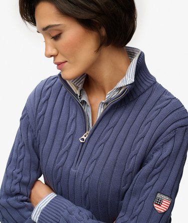 Cable Half Zip Knit Image 2