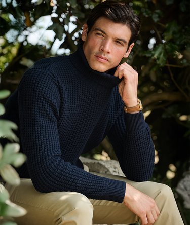 The Merchant Store - Textured Roll Neck Jumper Image 1