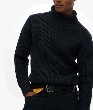 The Merchant Store - Textured Roll Neck Jumper Image 3