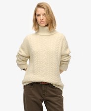 Strickpullover mit Rollkragen und Zopfmuster