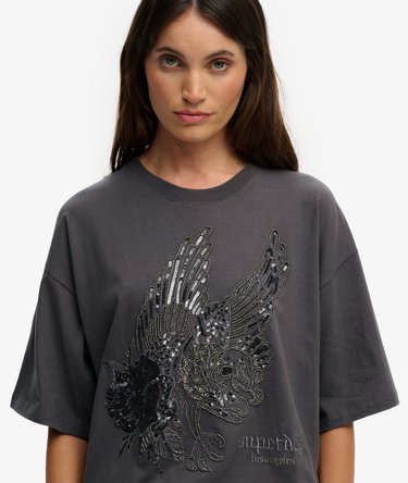 Tattoo Embellished Oversized T-Shirt Image 4