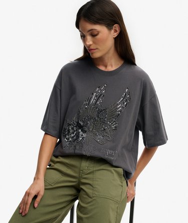 Tattoo Embellished Oversized T-Shirt Image 2