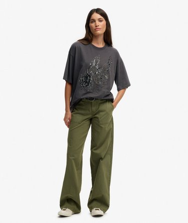Tattoo Embellished Oversized T-Shirt Image 5