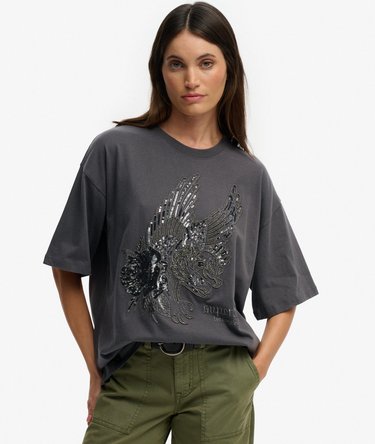 Tattoo Embellished Oversized T-Shirt Image 1