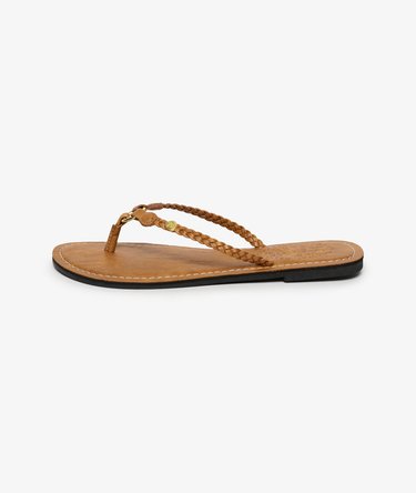 Faux Leather Braided Flip Flop Image 4