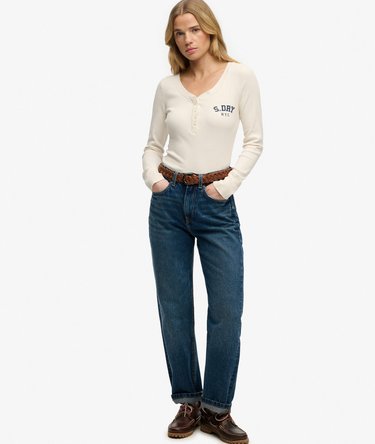 Athletic Button Down Long Sleeve Top Image 3