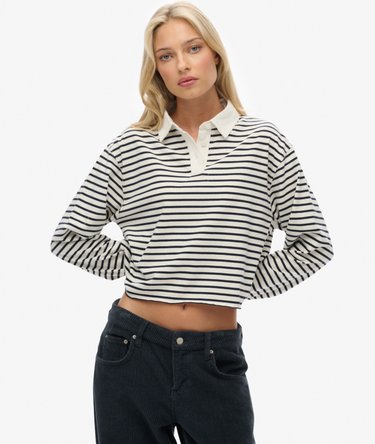 Athletic Essentials Cropped Stripe Rugby Top Image 1