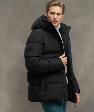 Hooded Mid Length Sports Puffer Jacket Image 1