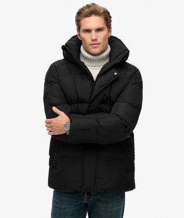 Hooded Mid Length Sports Puffer Jacket Image 3