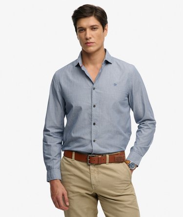 Chemise Popeline &agrave; Col Cass&eacute; Manches Longues Image 1