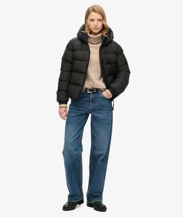 Hooded Sports Puffer Jacket Image 4