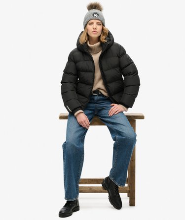 Hooded Sports Puffer Jacket Image 3