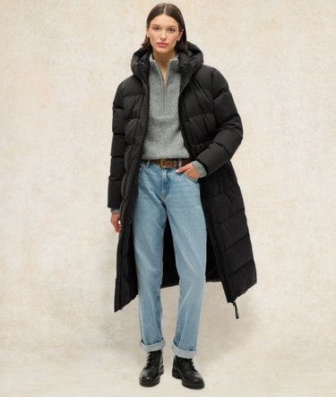 Microfibre Longline Puffer Coat Image 1