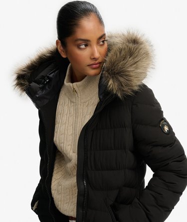 Fuji Faux Fur Hooded Longline Image 2