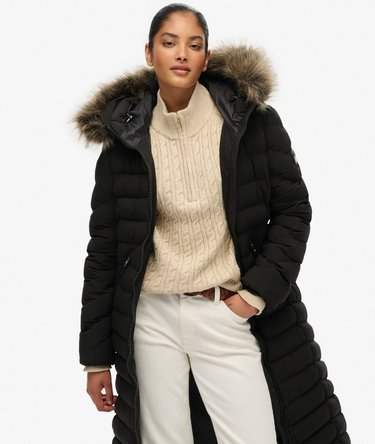 Fuji Faux Fur Hooded Longline Image 3